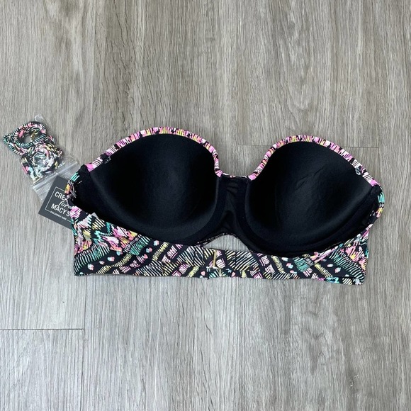 Bar III Women's Neon Tribal Removable Halter Bandeau Underwire Bikini Swim Top - Picture 2 of 3